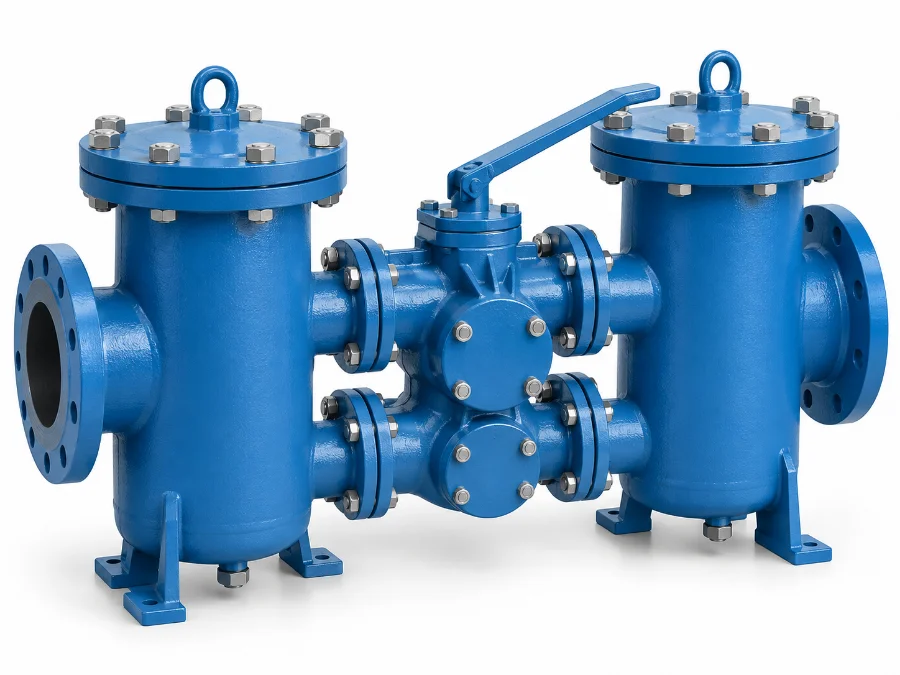 Duplex basket strainer